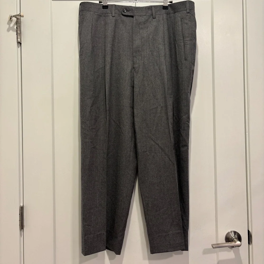 Ermenegildo Zegna Mens Charcoal Grey Super 100s Wool Pleated Dress Pants 38